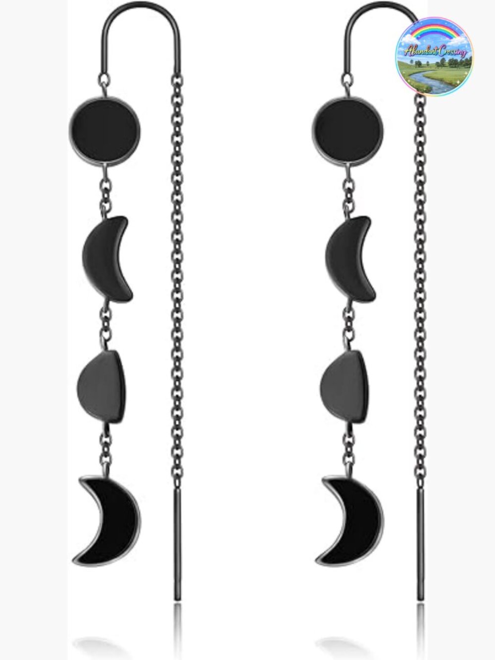 Sterling Silver Crescent Moon Threader Earrings Drop Dangle Hypoallergenic